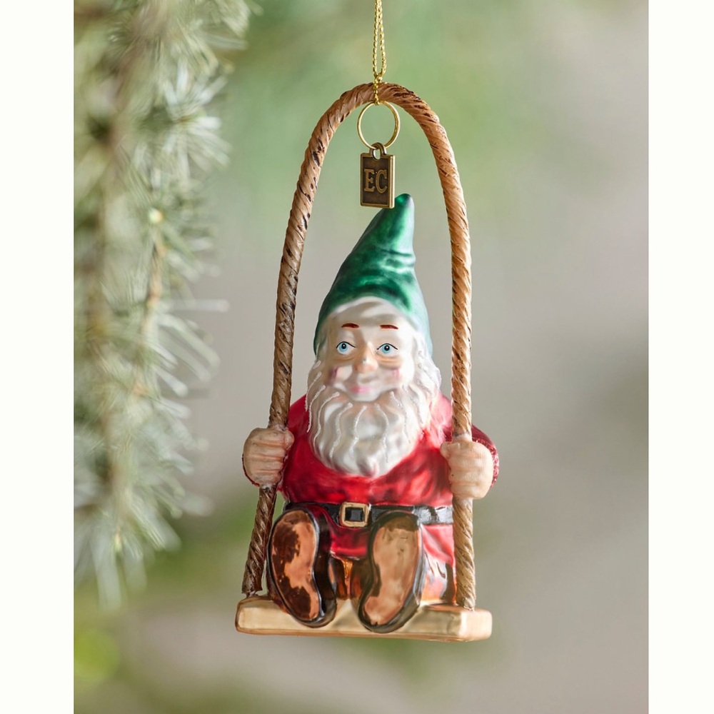 Charming Swinging Gnome Ornament
